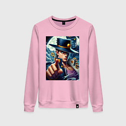 Свитшот хлопковый женский Jojo and his new stand ai art fantasy, цвет: светло-розовый