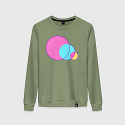 Свитшот хлопковый женский Три пересеченных круга, цвет: авокадо