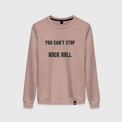 Свитшот хлопковый женский You cant stop rock roll, цвет: пыльно-розовый