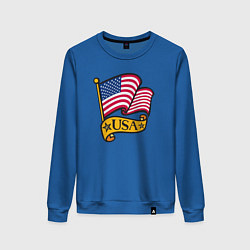 Свитшот хлопковый женский American flag, цвет: синий