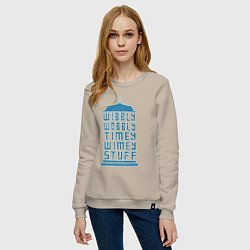 Свитшот хлопковый женский Timey wimey stuff, цвет: миндальный — фото 2