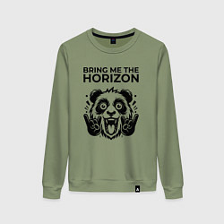 Свитшот хлопковый женский Bring Me the Horizon - rock panda, цвет: авокадо