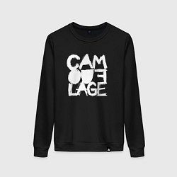 Свитшот хлопковый женский Camouflage - A synthpop band from germany, цвет: черный