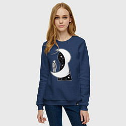 Свитшот хлопковый женский Космос в замочной скважине, цвет: тёмно-синий — фото 2