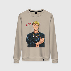 Свитшот хлопковый женский Эйкити Онидзука учитель, цвет: миндальный