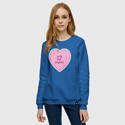 Свитшот хлопковый женский Cute but psycho pink heart, цвет: синий — фото 2