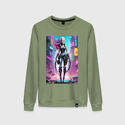 Женский свитшот Кибер чувиха на своём районе - нейросеть