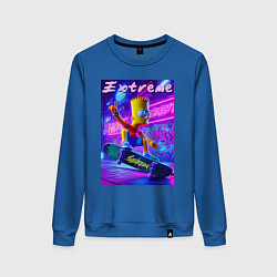 Свитшот хлопковый женский Bart Simpson on a skateboard - extreme ai art, цвет: синий