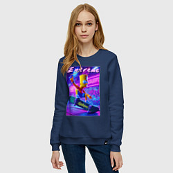 Свитшот хлопковый женский Bart Simpson on a skateboard - extreme ai art, цвет: тёмно-синий — фото 2