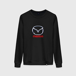 Свитшот хлопковый женский Mazda logo, цвет: черный