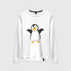 Свитшот хлопковый женский Веселый пингвин красивый, цвет: белый