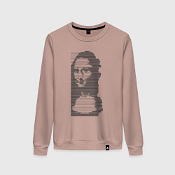 Свитшот хлопковый женский Mona Lisa text, цвет: пыльно-розовый