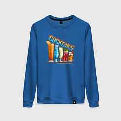 Свитшот хлопковый женский Красочные коктейли, цвет: синий