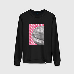 Свитшот хлопковый женский Ретро диско шар dance, цвет: черный