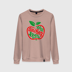 Свитшот хлопковый женский Самый лучший учитель на свете, цвет: пыльно-розовый