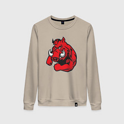 Свитшот хлопковый женский Дикий кабанчик, цвет: миндальный