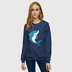 Свитшот хлопковый женский Веселая добрая акула, цвет: тёмно-синий — фото 2