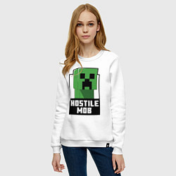 Свитшот хлопковый женский Minecraft hostile mob, цвет: белый — фото 2