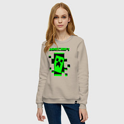 Свитшот хлопковый женский Minecraft the game of gamers, цвет: миндальный — фото 2
