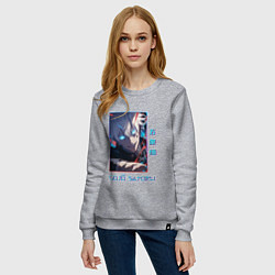 Свитшот хлопковый женский Портрет Gojo Satoru - Магическая битва, цвет: меланж — фото 2