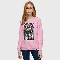 Свитшот хлопковый женский Cyber sexy Barbie - ai art fantasy, цвет: светло-розовый — фото 2