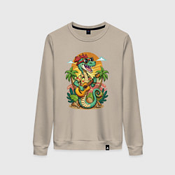 Женский свитшот Веселая змея играет на гитаре