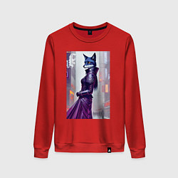 Женский свитшот Чернобурая лиса модница - нейросеть