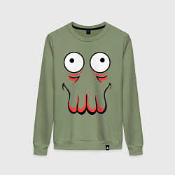 Свитшот хлопковый женский John Zoidberg Face, цвет: авокадо