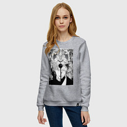 Свитшот хлопковый женский Магическая битва Сукуна Рёмэн Высокоранговое прокл, цвет: меланж — фото 2