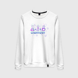 Свитшот хлопковый женский Chemistry: love, цвет: белый