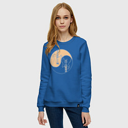Свитшот хлопковый женский Инь ян гитарки, цвет: синий — фото 2