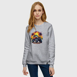 Свитшот хлопковый женский Машина монстр 4х4, цвет: меланж — фото 2