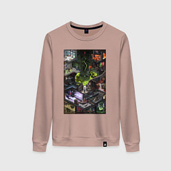 Свитшот хлопковый женский Half life 1 - levels and bosses, цвет: пыльно-розовый