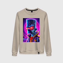 Свитшот хлопковый женский Cool Bart Simpson - neon glow, цвет: миндальный