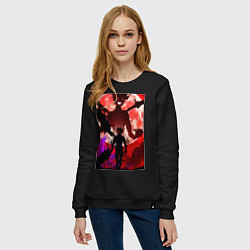 Свитшот хлопковый женский Чёрный клевер Аста демон, цвет: черный — фото 2