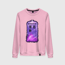 Свитшот хлопковый женский Violet tardis, цвет: светло-розовый