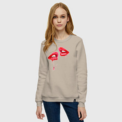 Свитшот хлопковый женский Sexy lips, цвет: миндальный — фото 2
