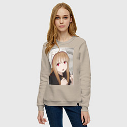 Свитшот хлопковый женский Волчица и пряности Холо монашка, цвет: миндальный — фото 2