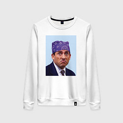 Свитшот хлопковый женский Michael Scott - Prison mike the office meme, цвет: белый