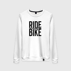 Свитшот хлопковый женский Black ride bike, цвет: белый