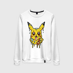 Свитшот хлопковый женский Пикачу маленький желтый монстр, цвет: белый