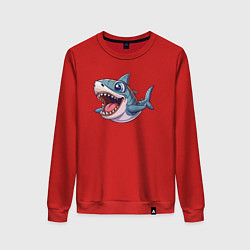 Свитшот хлопковый женский Позитивная акула, цвет: красный
