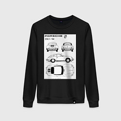 Свитшот хлопковый женский Машина Porsche, цвет: черный