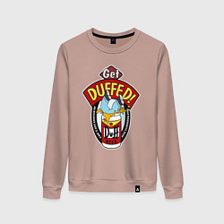 Свитшот хлопковый женский Duff beer with Homer, цвет: пыльно-розовый