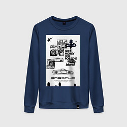 Свитшот хлопковый женский Porsche автомобиль, цвет: тёмно-синий