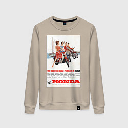 Свитшот хлопковый женский Honda мотоцикл, цвет: миндальный