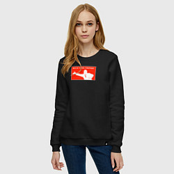 Свитшот хлопковый женский Все на турник, товарищи, цвет: черный — фото 2