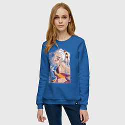 Свитшот хлопковый женский Клинок рассекающий демонов Даки 6 высшая луна, цвет: синий — фото 2