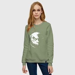 Свитшот хлопковый женский Злобная луна монстр, цвет: авокадо — фото 2