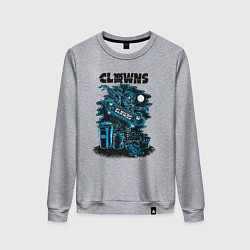 Свитшот хлопковый женский Ночной скелет скейтбордист, цвет: меланж